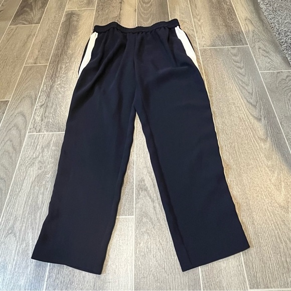 Women's J. Crew Navy Blue & White Tuxedo Stripe Jogger Pants - Picture 2 of 10